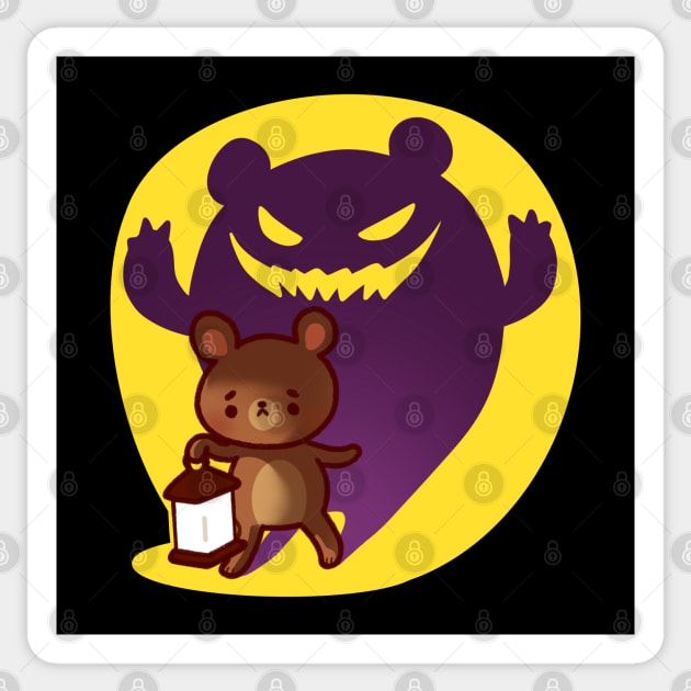 Cute Bear with a Scary Lantern Shadow Sticker by vooolatility